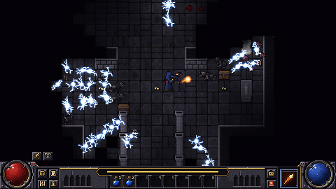 The hero fighting in the cathedral depths